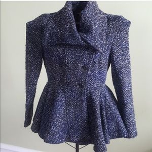 Free people ruffled peplum pea coat